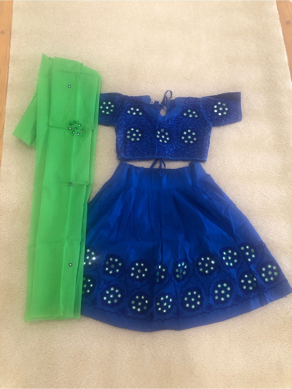 Blue and Green Girls Two-Piece Lehenga Set 18-30 months age